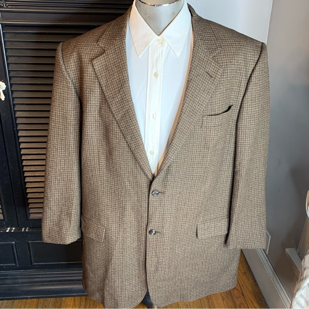 Pronto Uomo silk wool brown tweed blazer sport coat 50xl Italy